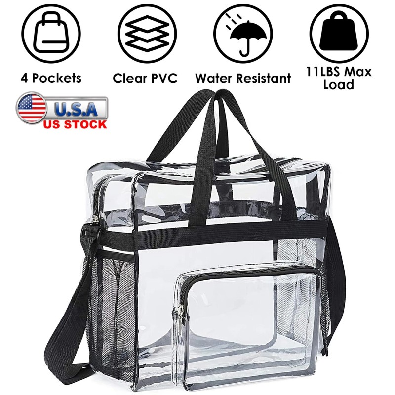 NPOLAR Clear Lunch Bag - Durable PVC Plastic See Through