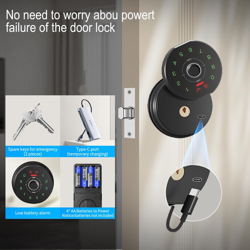 Fingerprint Door Lock with 2 Lever Handles - keyless Entry