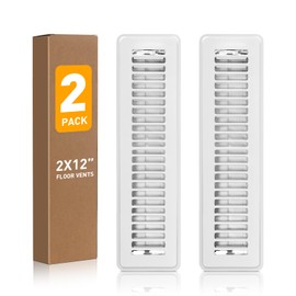 Floor Register, Floor Vents 2x12, Vent Covers for Home Floor 2 Pack, Rust Proof Finish Vent Covers, Premium Metal Heater Vent Covers Allow Walk on Use, White Air Register Vent Cover