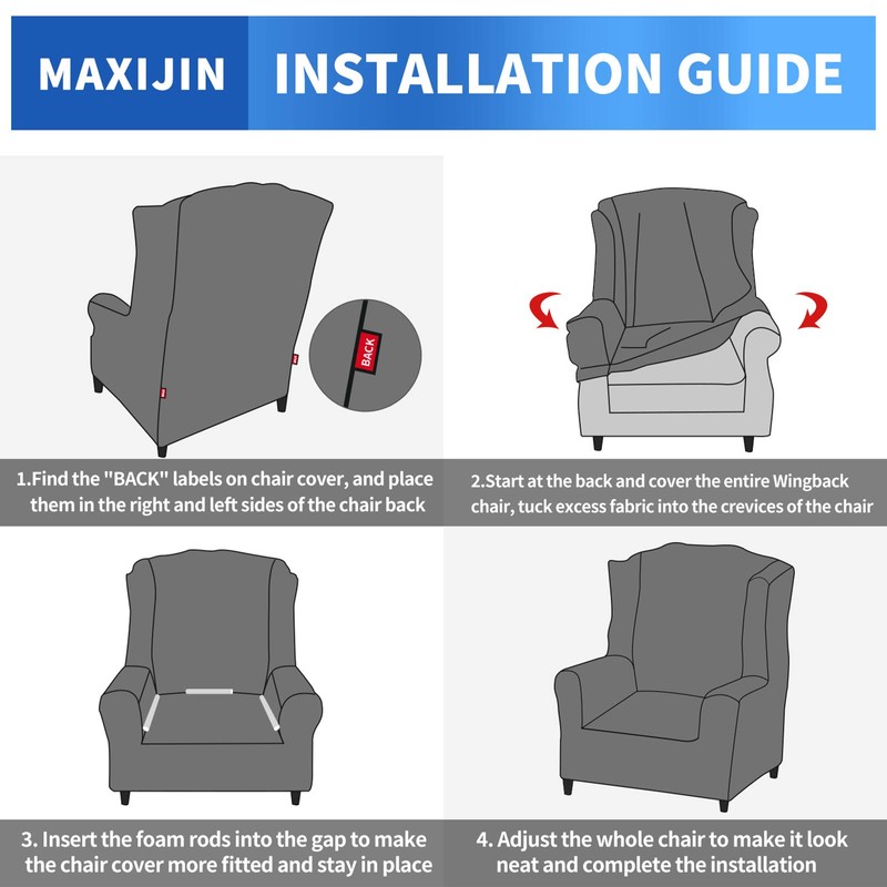 MAXIJIN Stretch Velvet Wingback Chair Slipcover 1-Piece Soft Stylish Plush