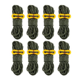 Smithok 8 Pack 4mm Guy Lines Ultralight Tent Cords with Aluminum Adjuster Tensioner Outdoor Camping Guylines Ropes for Tent Tarp,Climbing,Hiking Backpacking (Army-green)