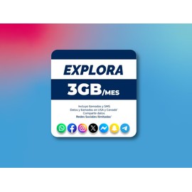 Diri SIM Recargable con 30 Días de Servicio 3GB Plan Explora