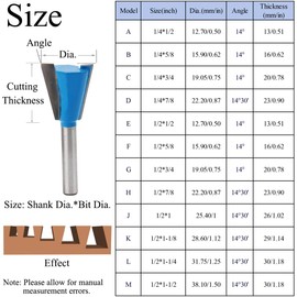 TopHomer Dovetail Router Bit, Wood Milling Cutter Tool for Making Boxes Chests, for Craftsman Woodworking (Model G)
