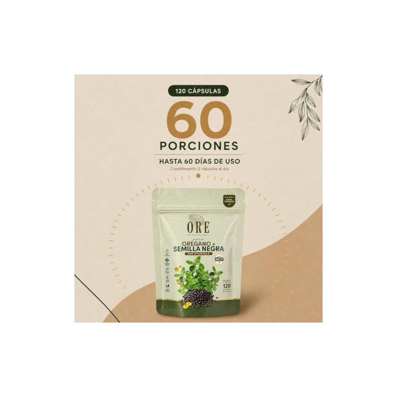 ORE Cápsulas de Aceite de Orégano con Semilla Negra, MCT