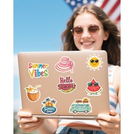 100 Pcs Summer Stickers for Kids Teens Girls Boys, Hawaiian Beach Stickers for Water Bottle Laptop, Waterproof, Cute Summer Party Favors & Decorations