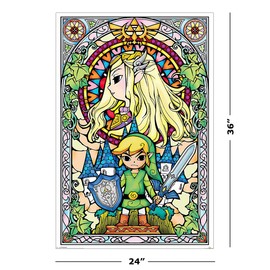 The Legend Of Zelda - Gaming Poster (Link in Stained Glass Window) (Size: 24" x 36")