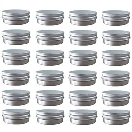 Paquete de 48 latas redondas de aluminio con tapa de rosca de 2 oz/60ml, recipientes de almacenamiento de metal resistentes a la oxidación con tapa de rosca para bálsamo labial, cosméticos, velas