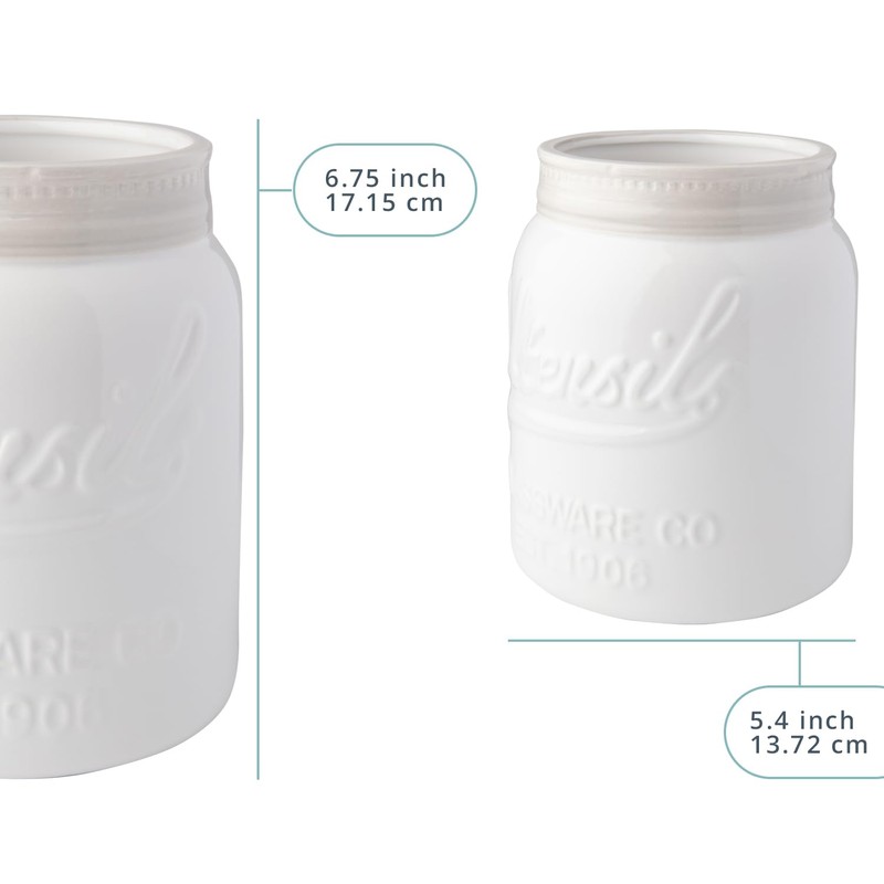 Comfify Wide Mouth Mason Jar Utensil Holder Decorative Kitchenware Organizer