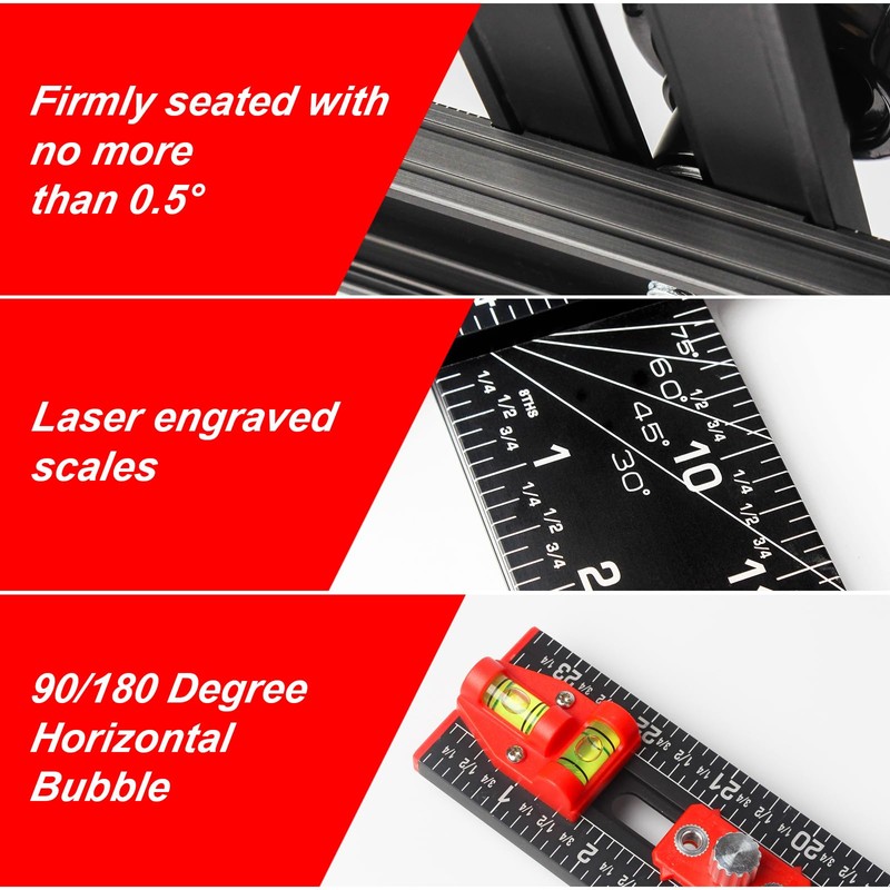 4 in 1 Adjustable T-Square Measuring Tools, 24in Aluminum Drilling