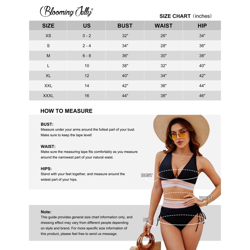 Blooming Jelly Womens High Waisted Bikini Sets Color Block Tummy