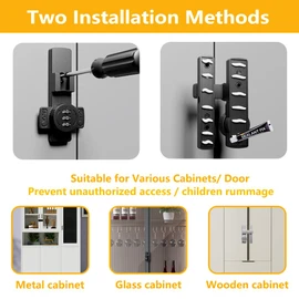 180 Degree Barn Door Locks and Gate Latches, 3-Digit Password Keyless Door Lock Flip Sliding/Bifold/Swinging French Door Lock Latch with Code for Garage Shed Window Cabinet Gate Barn, Black 1Pcs