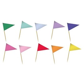 Folat 27771 Birthday and Party Decoration Colourful Picks Flag Stripetastic Pack of 10 Party Accessories for Children and Adults