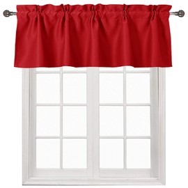 DWCN Red Christmas Valance for Windows Rod Pocket Blackout Window Valance Curtains for Kitchen Bedroom 52 x 18 inch Long,1 Panel