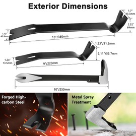 Lytool Nail Puller & Cats Paw Pry Bar, Heavy Duty Cat's Claw Nail Remover with Forged CR-V Steel, Angled Chisel Tip & Non-Slip Grip for Home Renovation, Woodworking & DIY Projects (9,10,15 inch)