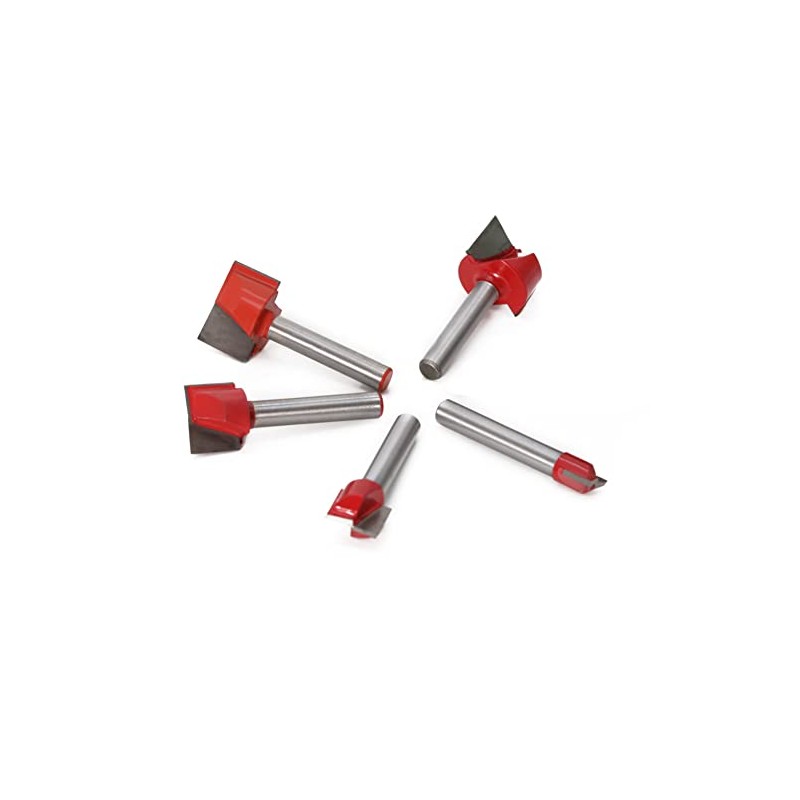 WSOOX 6mm Shank Bottom Cleaning Router Bit Set, 5-piece Slotting