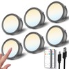 Rechargeable Puck Lights with Remote Control, Black Battery Powered Push