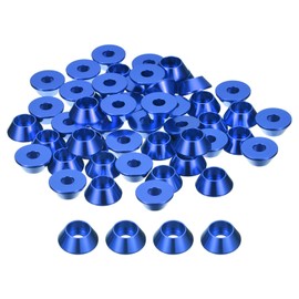 sourcing map M6 Cone Cup Countersunk Washers, 20 Pcs Anodized Aluminum Gaskets Cup Head Washer Gasket, Cup Screw Counterbore Gasket for Mechanical Accessories Parts, Dark Blue