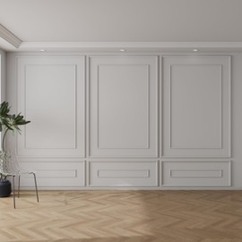 Pangda 3 Set Peel and Stick Wall Molding Kit Inner and Outer Layer Style Premade Wainscoting Panel for Interior Wall Moulding Decor Accent Wall Molding (48x70inch)