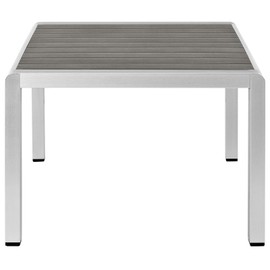 Modway Shore Aluminum Outdoor Patio Coffee Table in Silver Gray