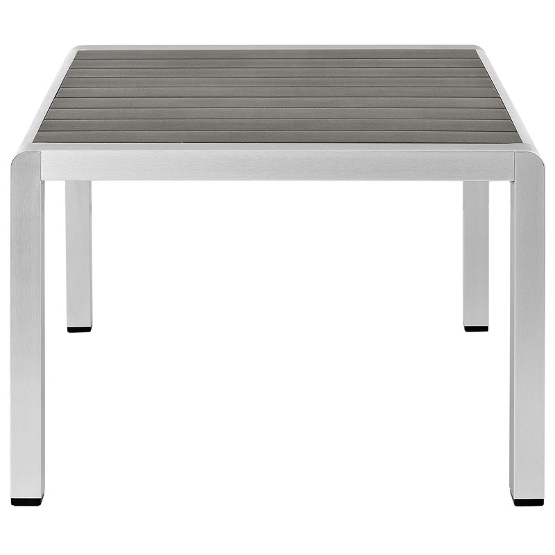 Modway Shore Aluminum Outdoor Patio Coffee Table in Silver Gray