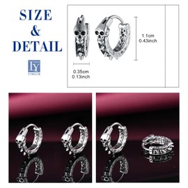 Yumilok Vintage Skull Stainless Steel Earrings Hoops for Men Diameter 1.1cm Creole Earrings Accessories Fashion Jewellery for Teenager