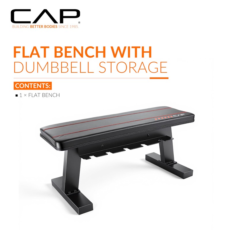 CAP Barbell Flat Bench with Dumbbell Storage, black