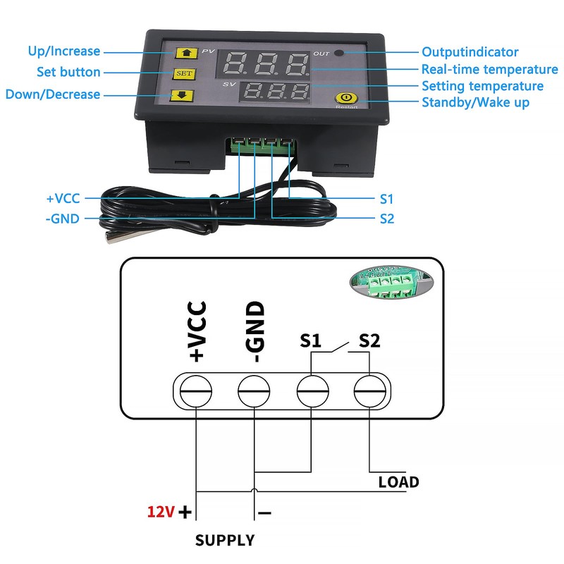 Coliao 2pcs Digital Temperature Controller W3230 Digital LED Thermostat Switch