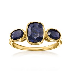 Ross-Simons 3.30 ct. t.w. Sapphire 3-Stone Ring in 18kt Gold Over Sterling. Size 9
