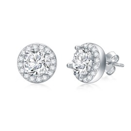 Moissanite Stud Earrings Sterling Silver 1-3ct VVS1 Round Cut Moissanite Earrings for Men Women