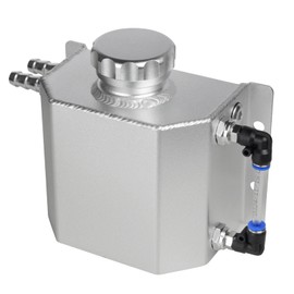 VehiMata Coolant Reservoir Tank, 1L Universal Radiator Overflow Tank Aluminum Silver