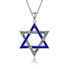 SHEAISRS Star of David Pendant Necklace 925 Sterling Silver Jewish Jewelry for Men Women Religious