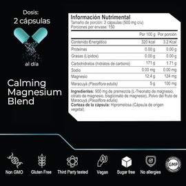 ETERNAL NUTRITION Calming Blend: Magnesio Quelado 3 en 1 (300 Cápsulas) | Bisglicinato, Citrato y L-Treonato de Magnesio | 150 Porciones · 1000 mg | R