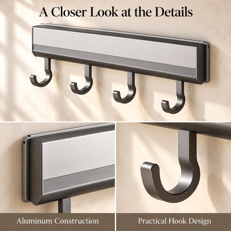 Wall Mounted Kitchen Hook Rack for Utensil Storage – Space-Saving