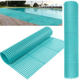 Sibosen 30 Pcs 3 x 10ft Drainage Pool Flooring Mats Swimming Pool Non Slip Mat Splicing Waterproof Mat Splash Matting Mesh Hollow Doormat Roll Modular Interlocking Cushion Water Drain Flooring(Blue)