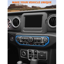 Savadicar Sky Blue Interior Accessories - Infotainment HVAC Climate Control Panel Bezel Trim for 2018-2023 Jeep Wrangler JL JLU 4XE & Gladiator JT - Solid Color Interior Decor Upgrade Option, 1 PC