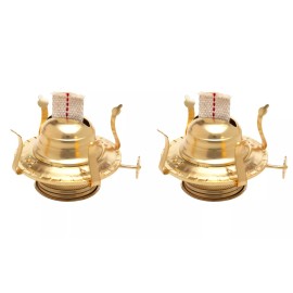 Mason Brass Plated Oil Burner Replacement for Antique Kerosene Lamps | 2 Pack