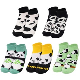 BAOKELAN Women Ankle Socks 5 Pairs Cotton No Show Sock Cute Low Cut Socks Panda