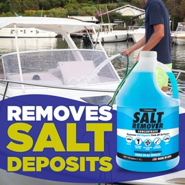 [1 Gallon] Salt Remover Concentrate - Marine Engine Flush for Boats - Perfect for Outboard Motor Flush & Washing Salt Deposits - Remove Salt Deposits for Autos