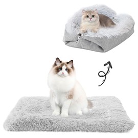 Pet Bed for Cats Small Dog Washable 2 in 1 Cat Bed Plush Soft Sleeping Pet Pad for Indoor Outdoor Pets Dog Sofa Fluffy Mat Cat Bed Blanket(Gray)
