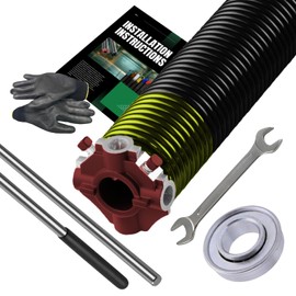 Garage Door Torsion Spring Replacement 2" Red 207x2x22 with Non-Slip Winding Bars, 1" Steel Bearing, Gloves & Wrench | Fix Garage Door Torsion Spring | Min 30,000 Cycles | 5-Year Warranty