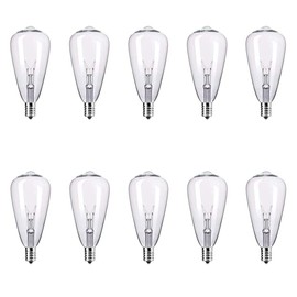 Couah Edison Light Bulbs 10-Pack Replacement ST38 Clear Bulbs - 7 Watts G40/E12 Screw Base for Indoor/Outdoor Patio String Lights, Warm White