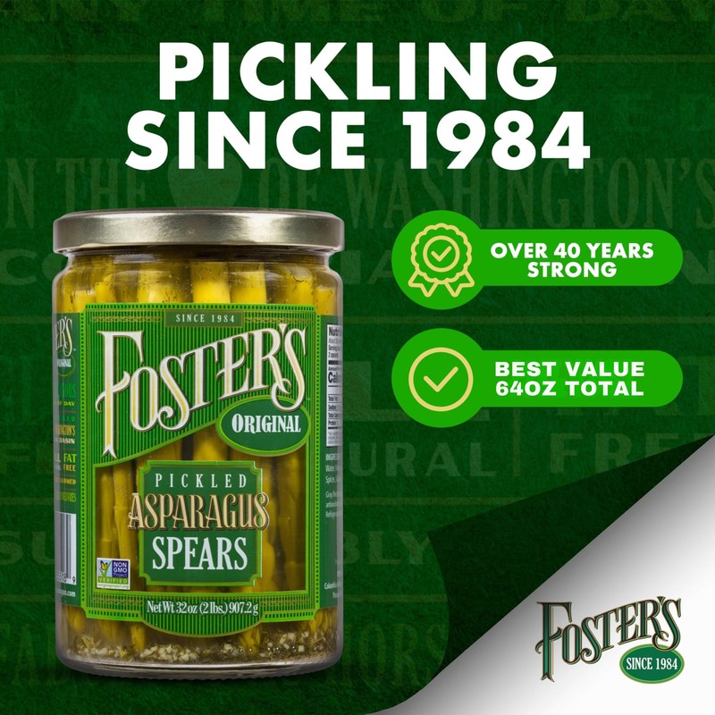 Foster's Pickled Asparagus Spears in a Jar, Original, 32oz, 2