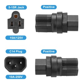 JSADZKJ IEC 320 C14 to NEMA 5-15R Power Adapter C14 Male Plug to Nema 5-15R Female Power Adapter Connector 15A/125V PDU UPS Extension Power Plug Adapter (C14 to 5-15R) 2Pcs