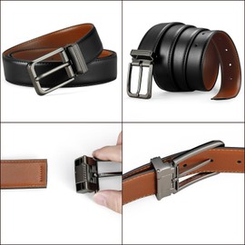 RNIEGA Mens Belts Leather,Black Leather Belts for Men,Mens Leather Belts, Mens Belts Leather For Jeans, Black Belt/Brown Belt