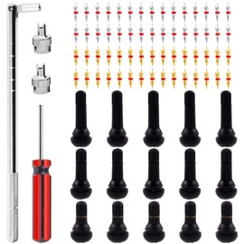 Cimeton 79Pcs Tire Valve Stem Remover Puller Installation Tool Kit Including 3 Types of Tubeless Snap-in Valve Stem with Valve Stem Cores Single Head Valve Core Remover and Slotted-Head Valve Caps
