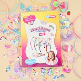 Headband Making Kit for Girls Age 3+, Creative Craft Kits for Kids, DIY Hair Accessories & Hairbands - Girls Birthday Presents for Age 3 4 5 6 7 8 Year Old Girls Gifts Toys Set (Unicorn)
