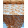 Divastyletextiles Orange 3D Flowers/Floral Beaded Lace Embroidered Mesh Lace Fabric