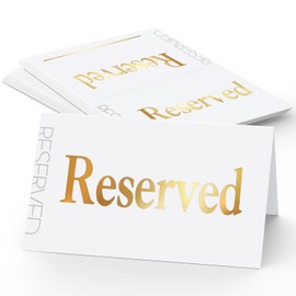 ElegaAura 20 Pack Reserved Table Signs - Gold Foil Reserved Seating Signs with Name Tag Line, Double Sided Table Place Cards for Wedding Chairs, Church Pews, Party, Restaurant, Tent Cards for Reserving Event Reception Seats & Places, 4x6 in Folded