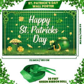 KatchOn, XtraLarge Happy St Patricks Day Banner - 72x44 Inch | St Patricks Day Backdrop for St Patricks Day Decorations | St Patricks Day Photo Backdrop | St Patricks Backdrop, St Patricks Day Decor