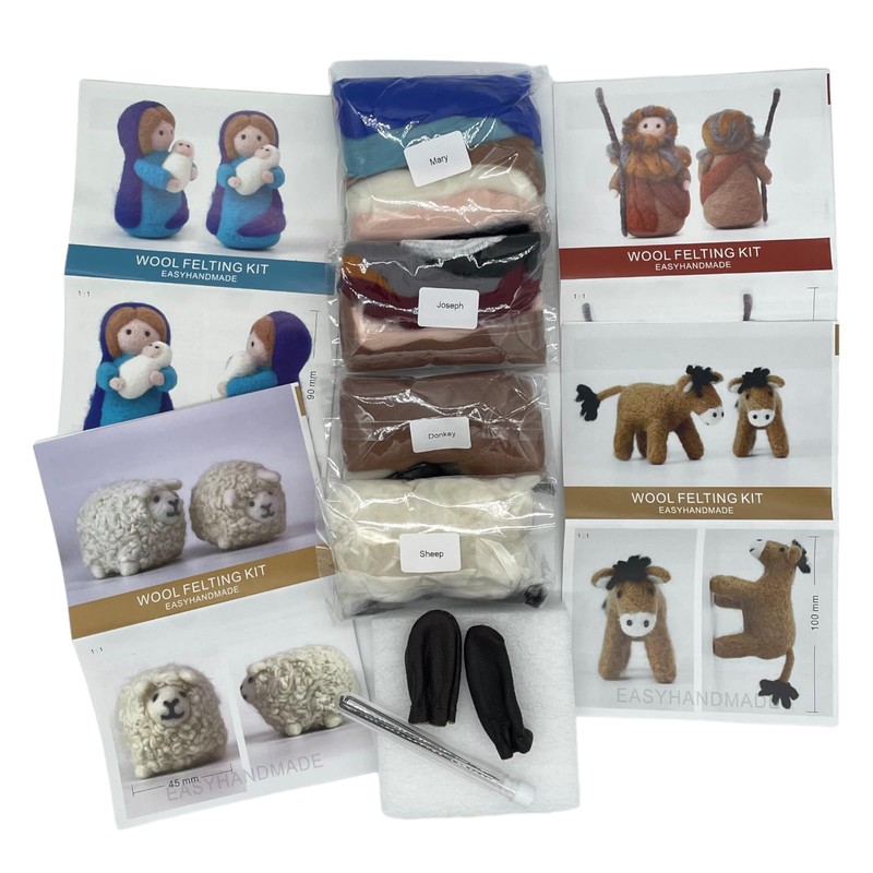 ThinkThings Nativity Felting Kits,Needle Felting kit,Gift Needle Felting Kits for